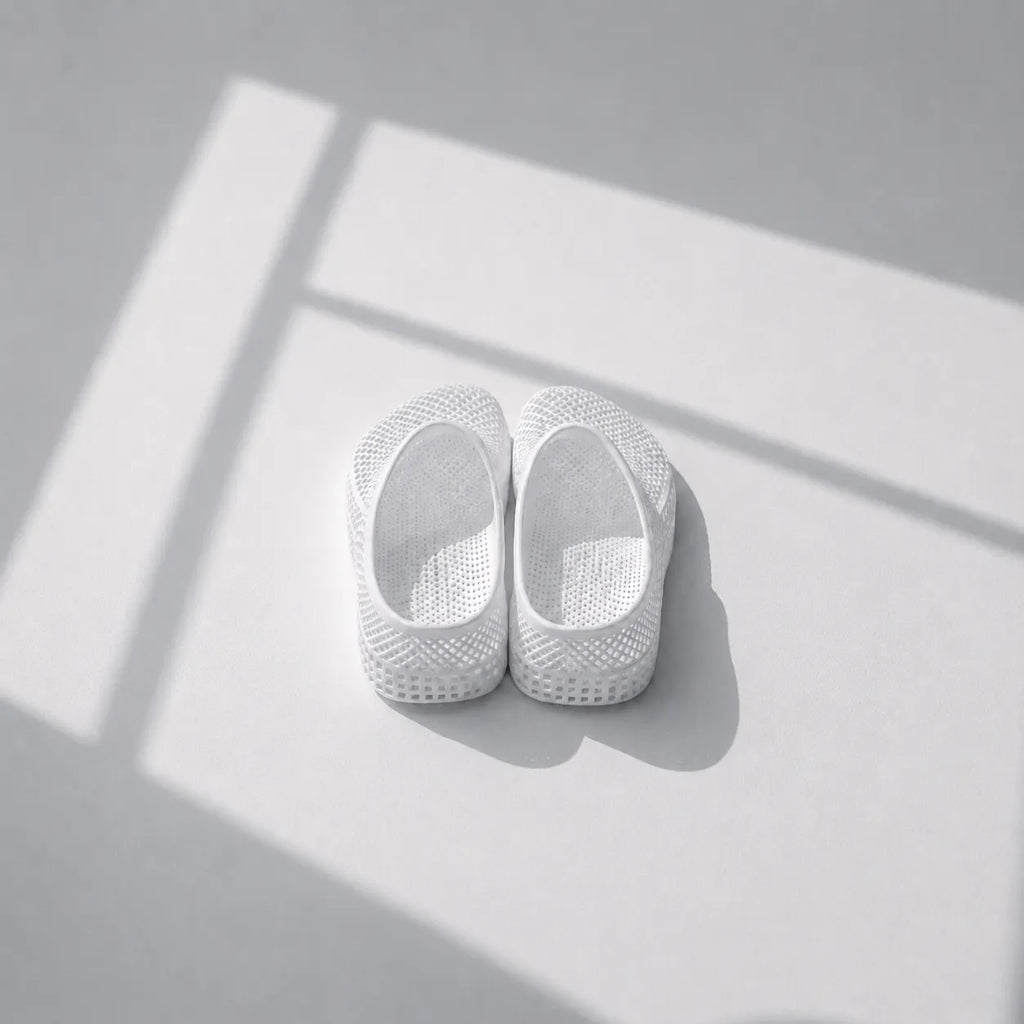 TRANSIT 01 3D printed mule — open lattice upper and platform sole