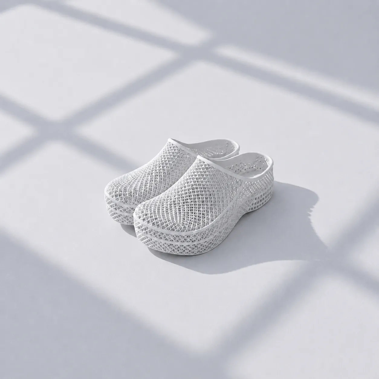 TRANSIT 01 3D printed mule — open lattice upper and platform sole